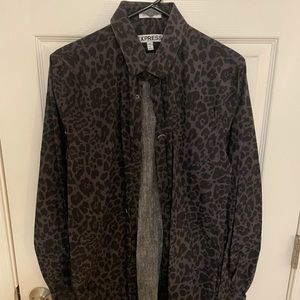 Men’s Express Purple Leopard Dress Shirt